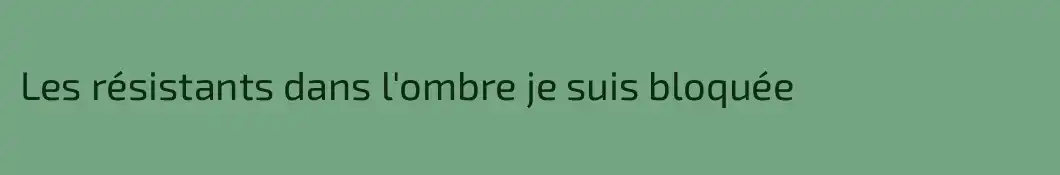 Les résistants dans l'ombre je suis bloquée